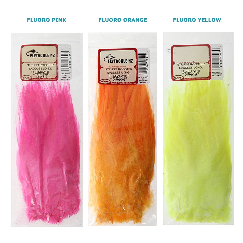 Wapsi Strung Rooster Saddle Hackle Fluoro