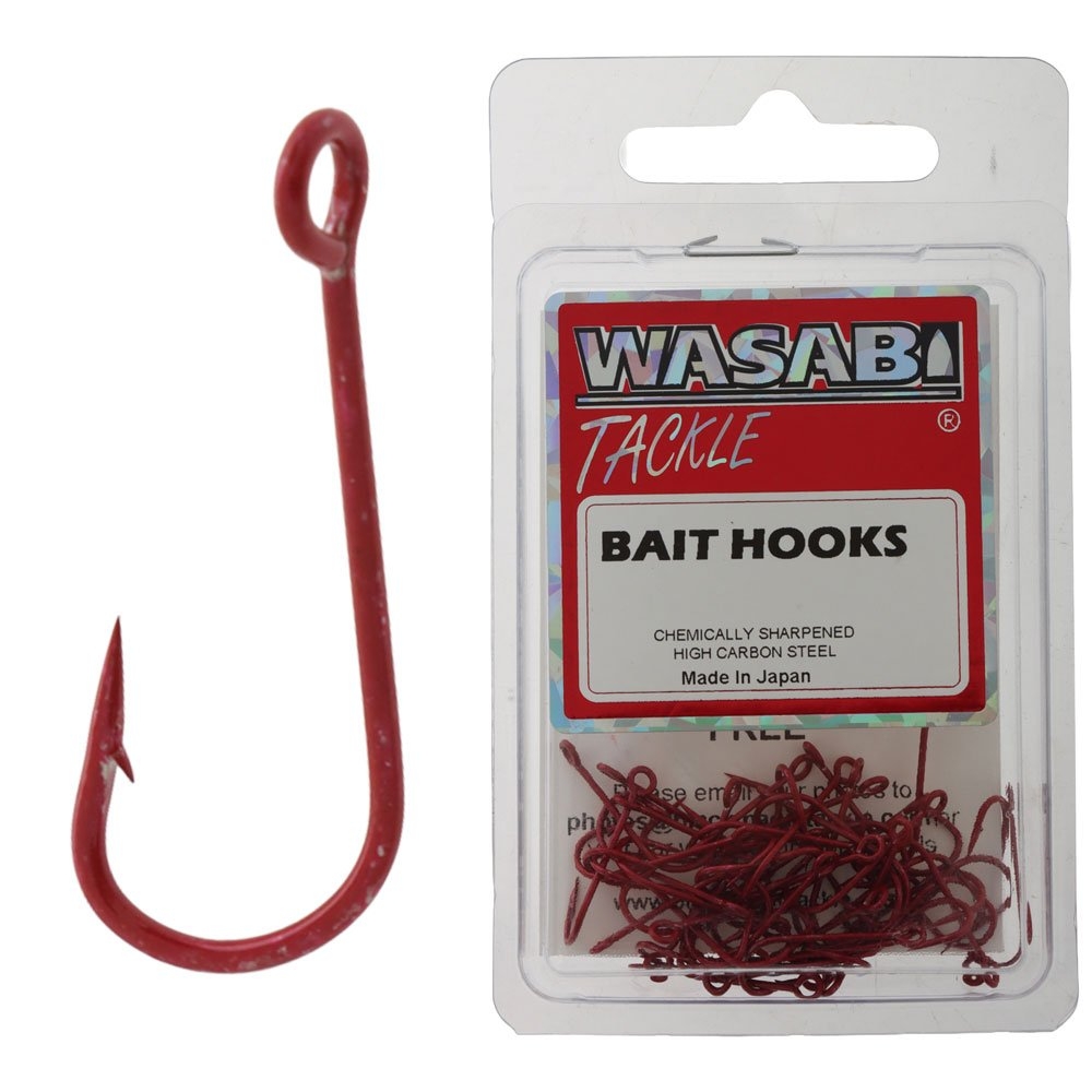 Wasabi Tackle High Carbon Red Bait Hooks