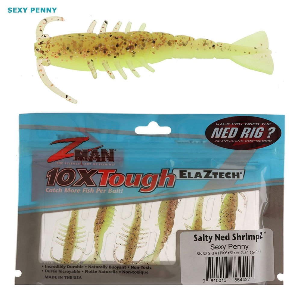 Z-Man Salty Ned ShrimpZ Soft Bait 2.5in Qty 6