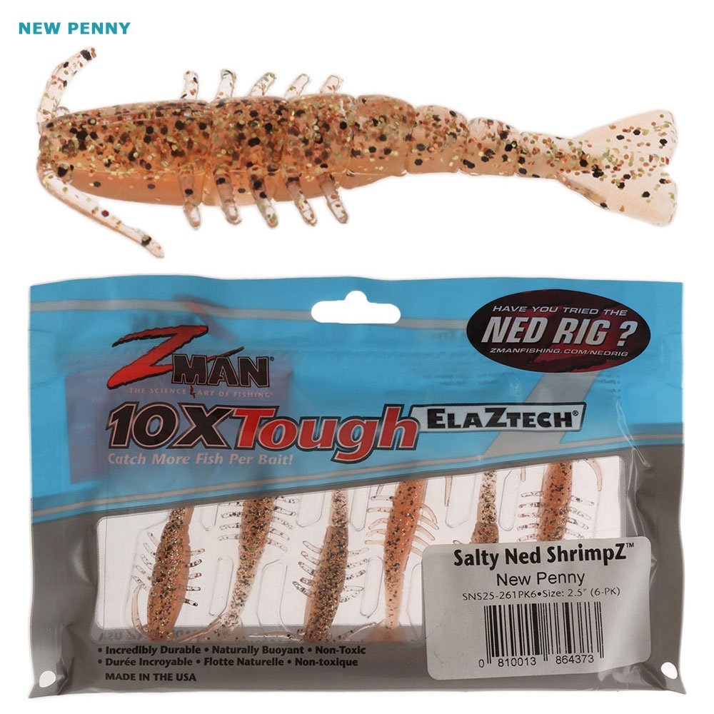 Z-Man Salty Ned ShrimpZ Soft Bait 2.5in Qty 6