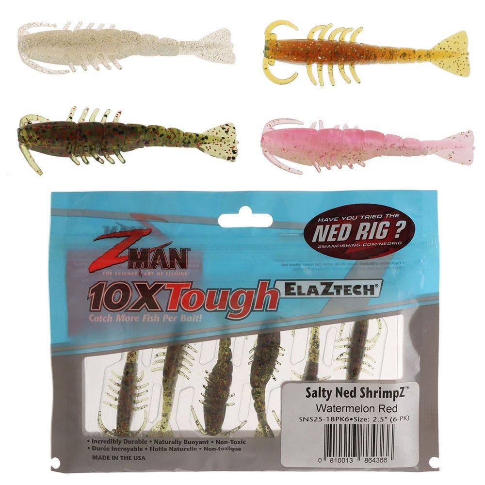 Z-Man Salty Ned ShrimpZ Soft Bait 2.5in Qty 6