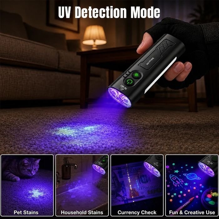 SKYFIRE 2024S Flashlight Torch IP54 542 Lumens with UV / Laser Pointer