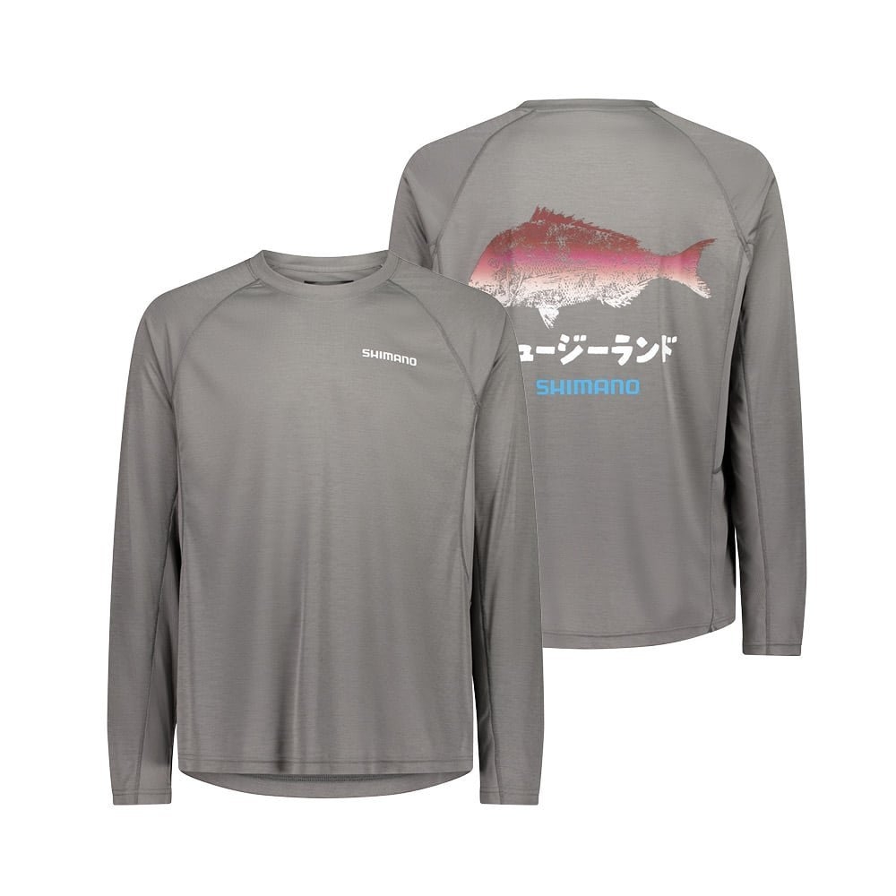 Shimano Gyotaku Mens Long Sleeve Tech Tee UPF50+ Snapper 