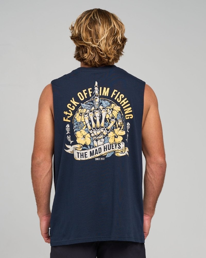 The Mad Hueys Fk Off Fish Mens Singlet