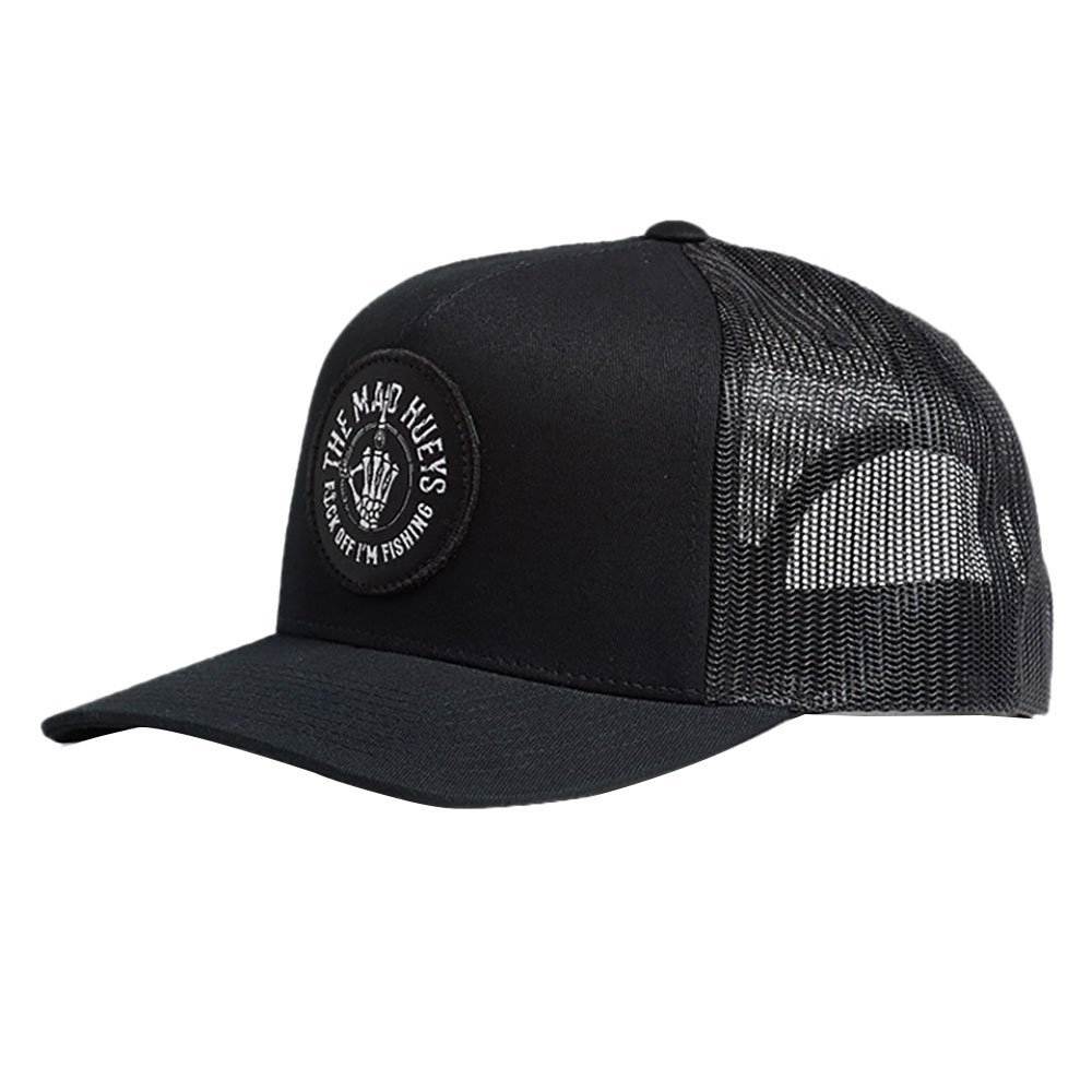 The Mad Hueys Fk Off Im Fishing Twill Trucker Cap Black