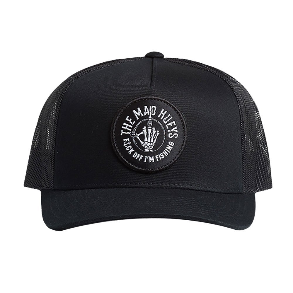 The Mad Hueys Fk Off Im Fishing Twill Trucker Cap Black