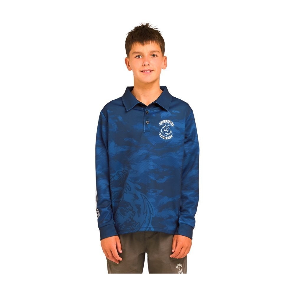 The Mad Hueys Sailor Anchor UPF 50+ Kids Fishing Jersey Navy