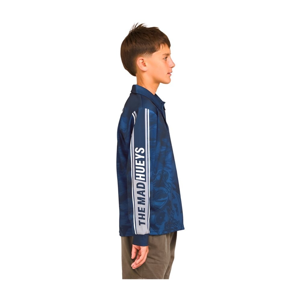The Mad Hueys Sailor Anchor UPF 50+ Kids Fishing Jersey Navy