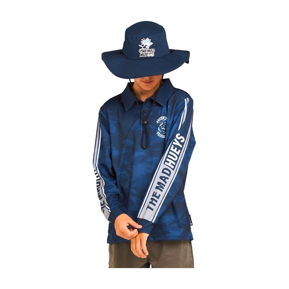 The Mad Hueys Sailor Anchor UPF 50+ Kids Fishing Jersey Navy