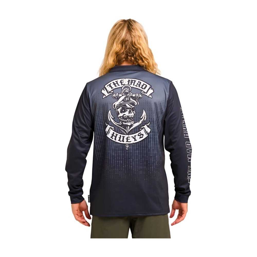 The Mad Hueys Sailor Anchor UPF 50+ Mens Fishing Jersey Charcoal