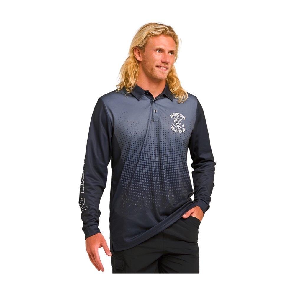 The Mad Hueys Sailor Anchor UPF 50+ Mens Fishing Jersey Charcoal