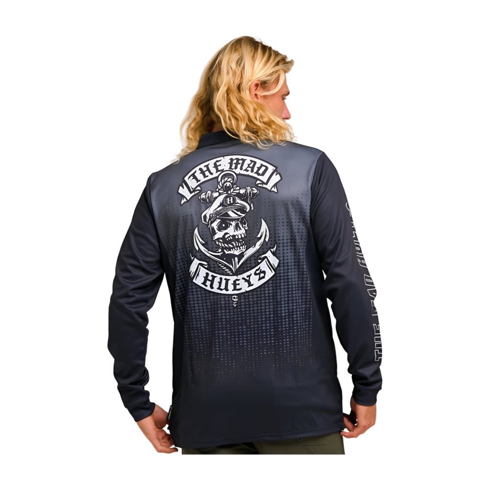The Mad Hueys Sailor Anchor UPF 50+ Mens Fishing Jersey Charcoal