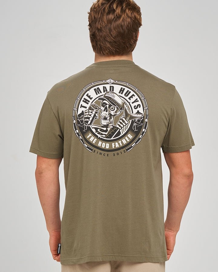 The Mad Hueys The Rod Father Mens T-Shirt Olive