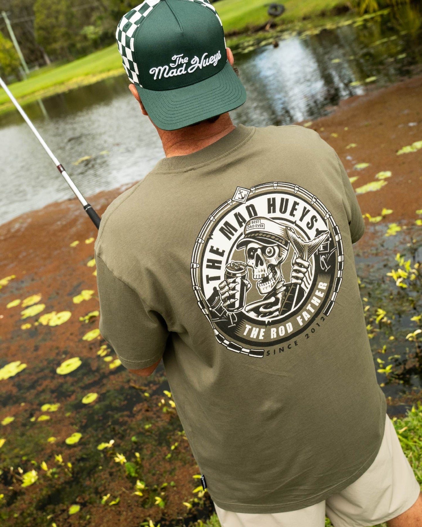 The Mad Hueys The Rod Father Mens T-Shirt Olive