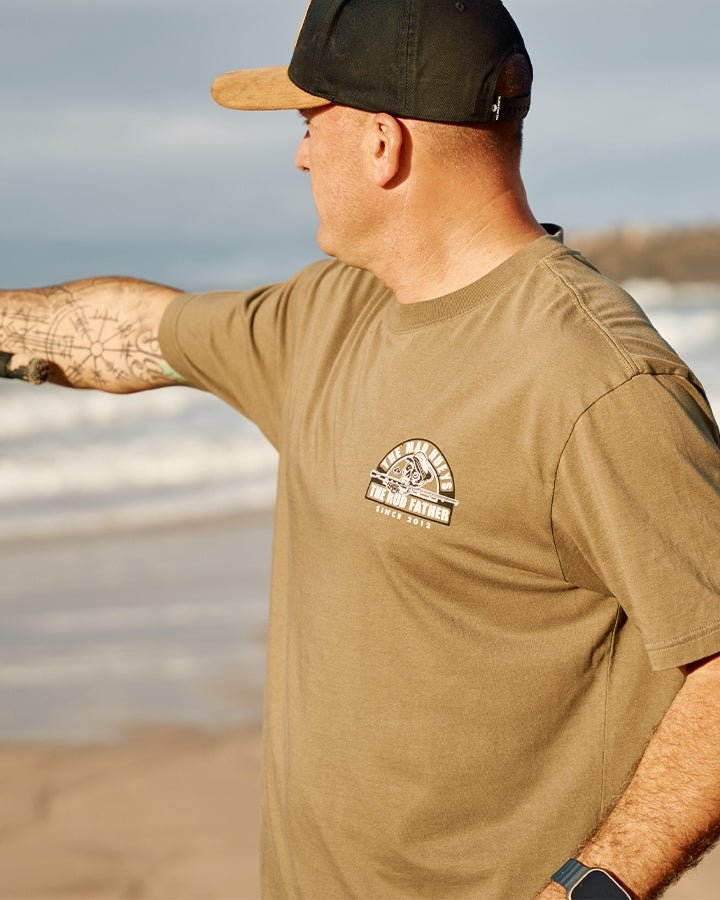 The Mad Hueys The Rod Father Mens T-Shirt Olive