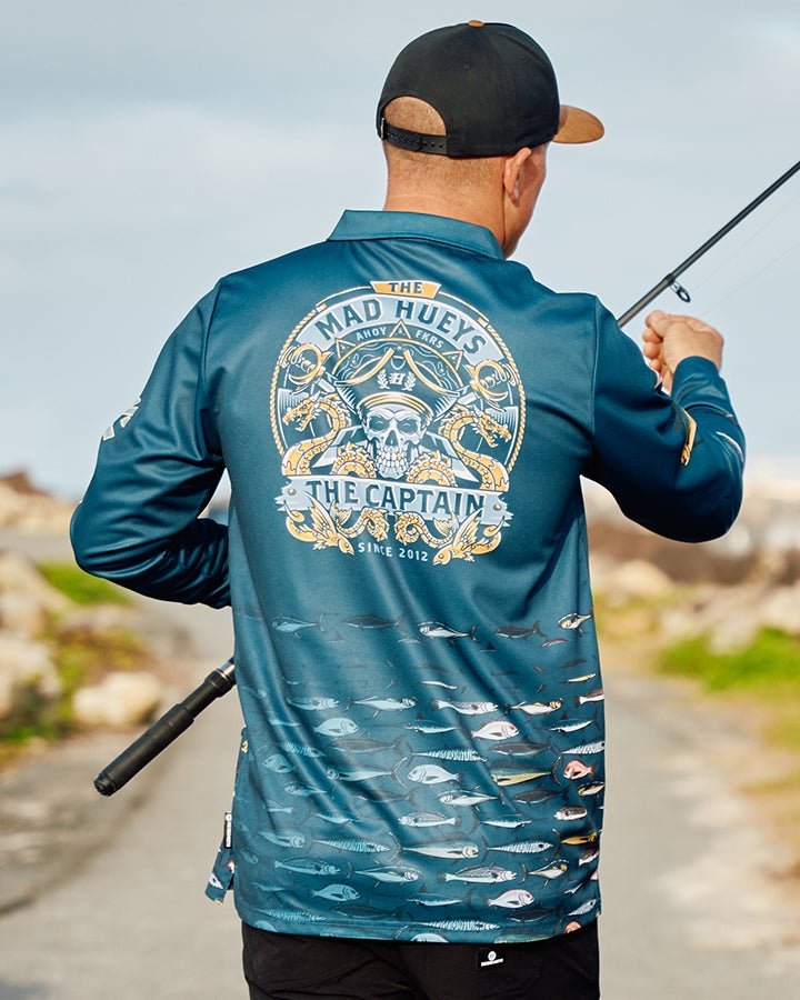 The Mad Hueys Dragon Captain Mens Fishing Jersey UPF50+ Navy
