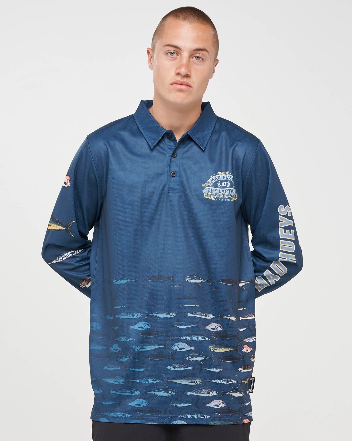 The Mad Hueys Dragon Captain Mens Fishing Jersey UPF50+ Navy