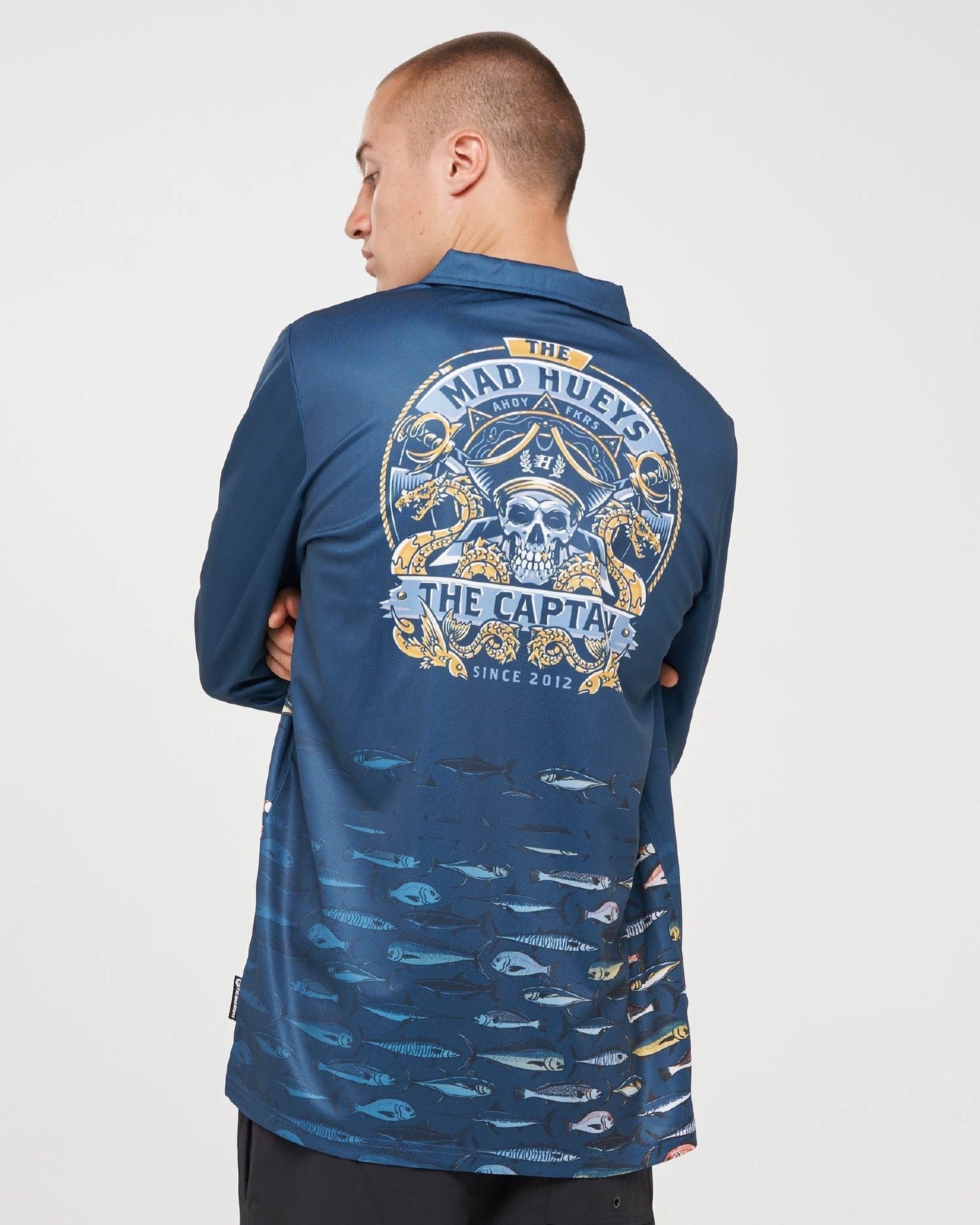 The Mad Hueys Dragon Captain Mens Fishing Jersey UPF50+ Navy