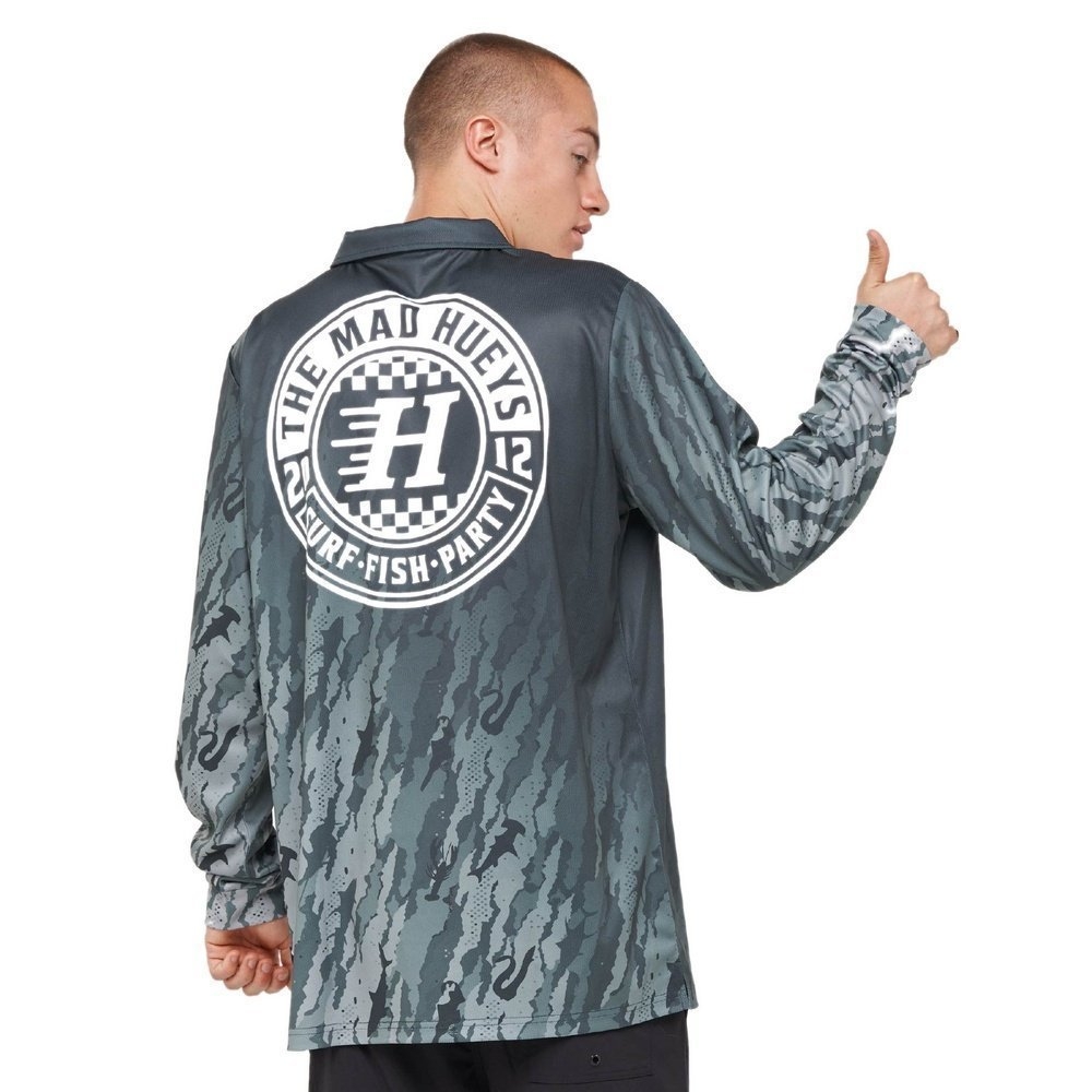 The Mad Hueys Checker Hueys UPF50+ Mens Fishing Jersey Pine Green