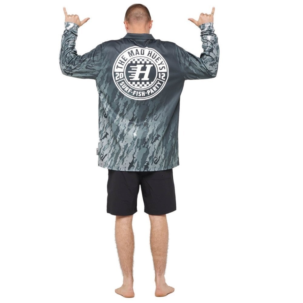 The Mad Hueys Checker Hueys UPF50+ Mens Fishing Jersey Pine Green