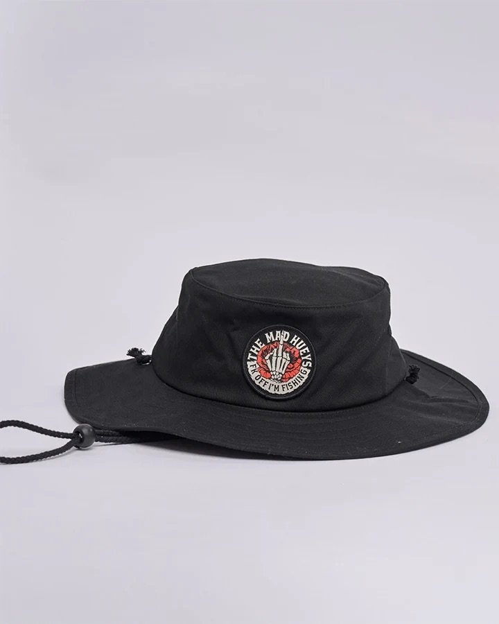 The Mad Hueys Shield Fk Off Wide Brim Hat Black