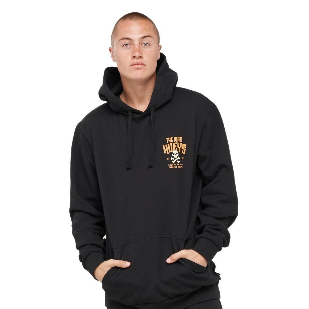 The Mad Hueys Caught Fk Skull Mens Hooded Pullover Black