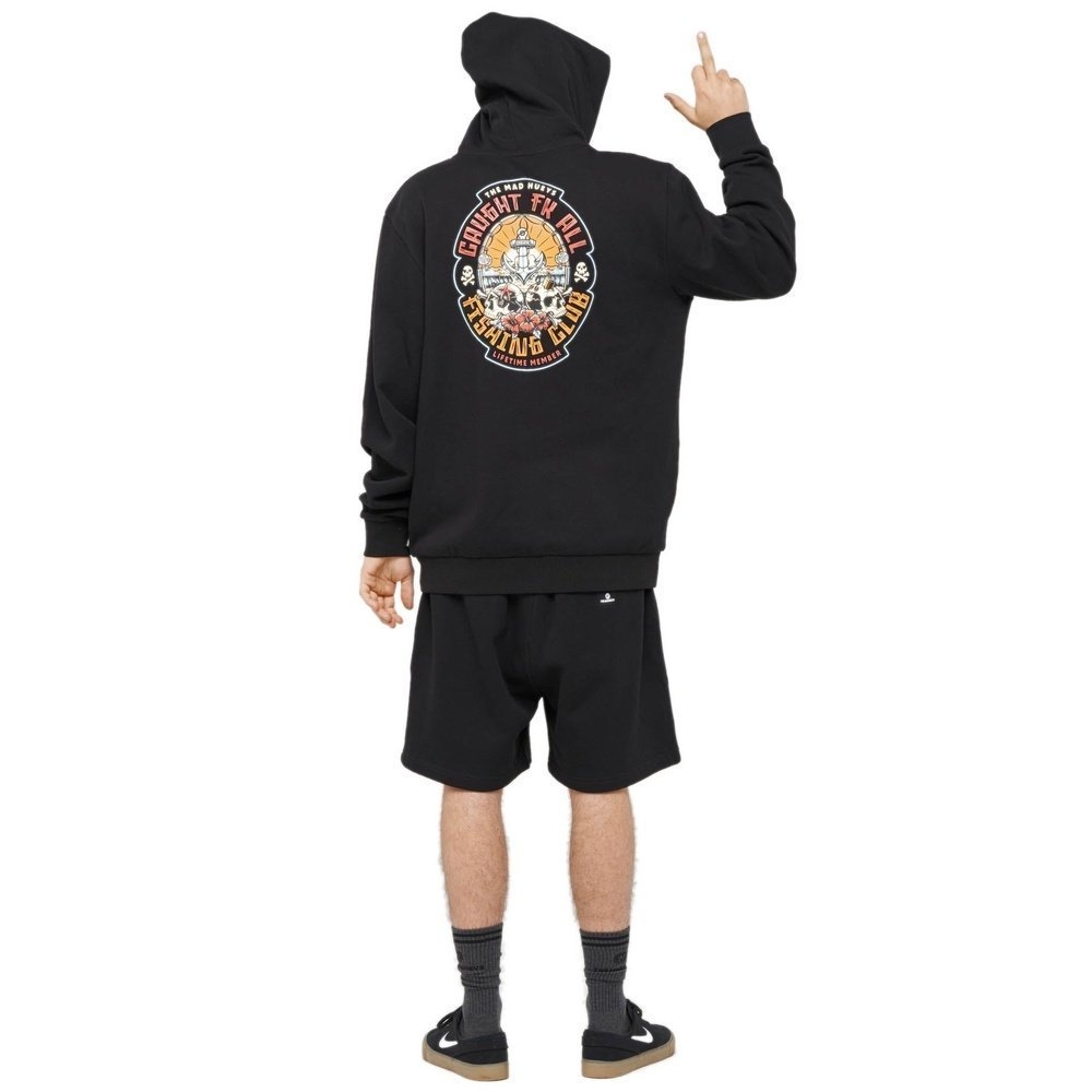 The Mad Hueys Caught Fk Skull Mens Hooded Pullover Black