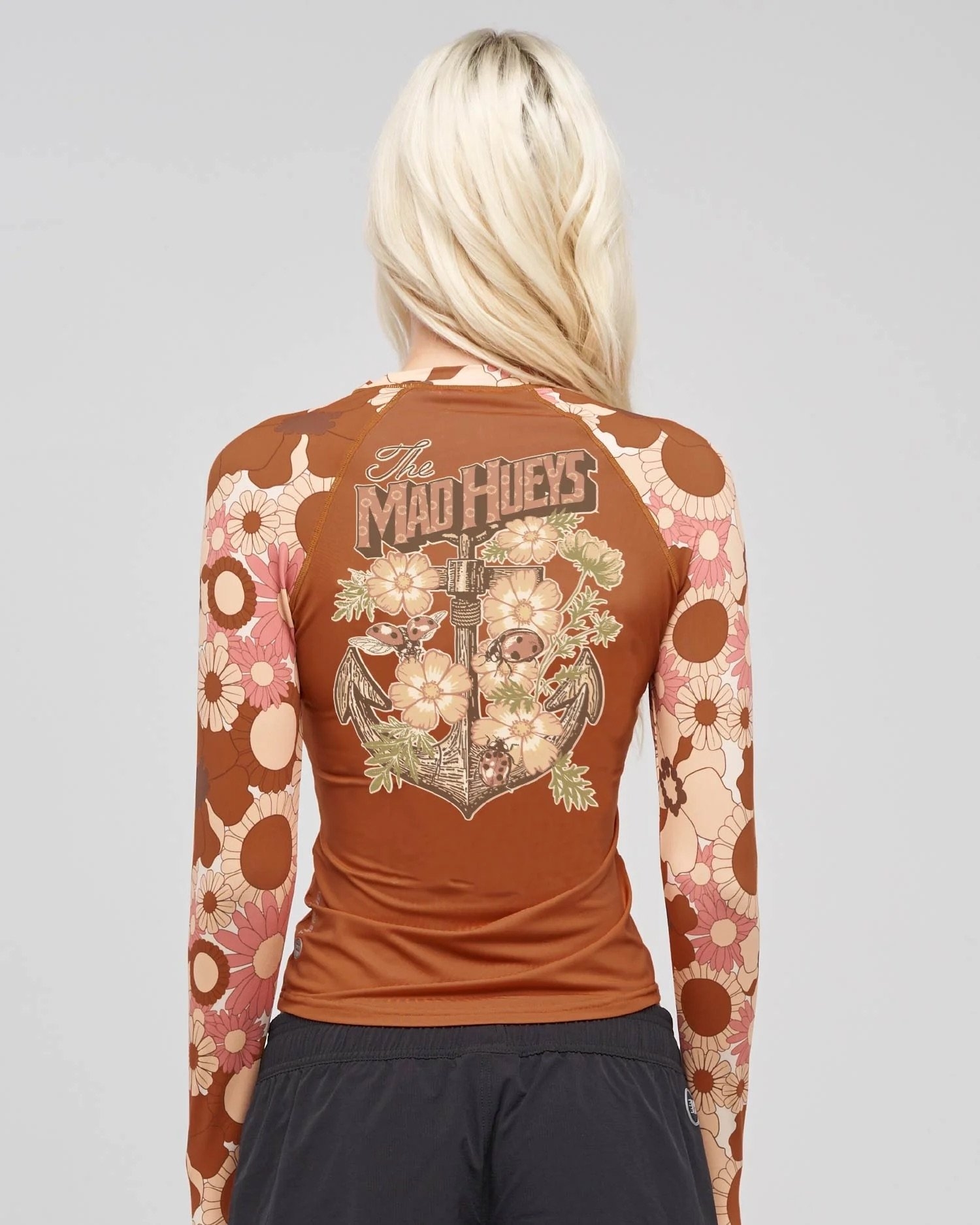 The Mad Hueys Anchor Ladybug Womens Long Sleeve Zip Through Rashie UPF50+ Auburn