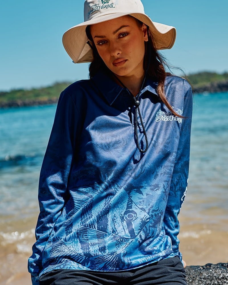 The Mad Hueys Angel Siren Womens UPF50+ Fishing Jersey Indigo