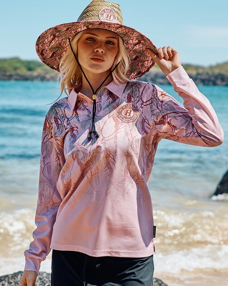 The Mad Hueys Checker Hueys Womens Fishing Jersey UPF50+ Pink Camo
