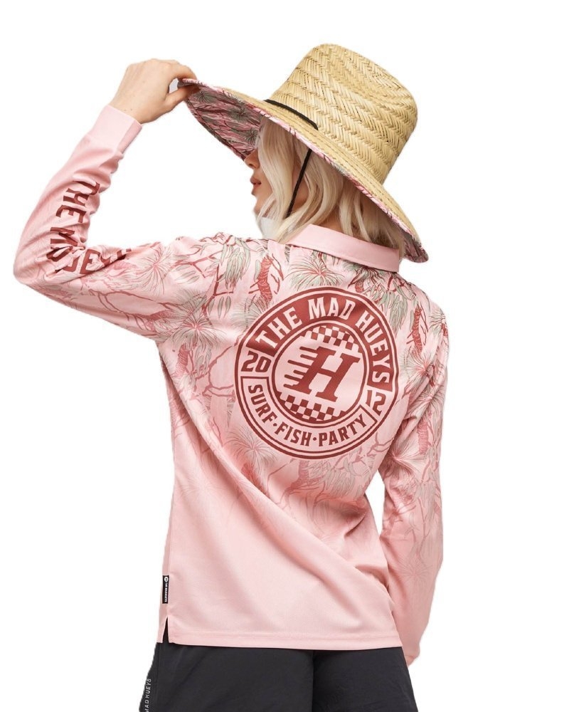 The Mad Hueys Checker Hueys Womens Fishing Jersey UPF50+ Pink Camo