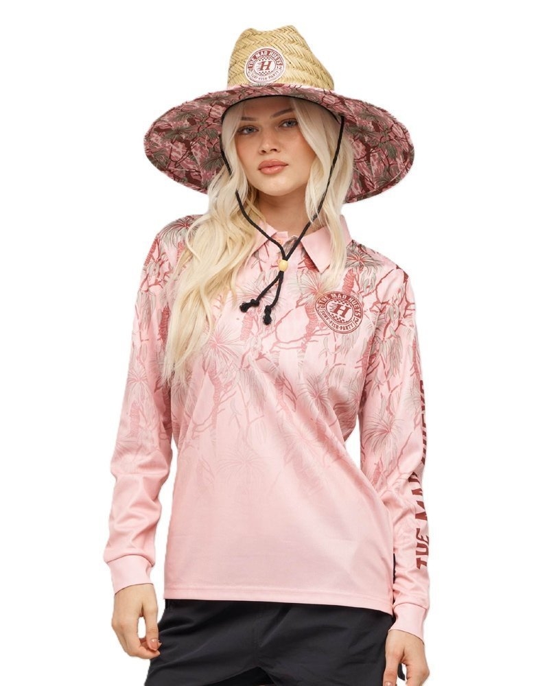 The Mad Hueys Checker Hueys Womens Fishing Jersey UPF50+ Pink Camo