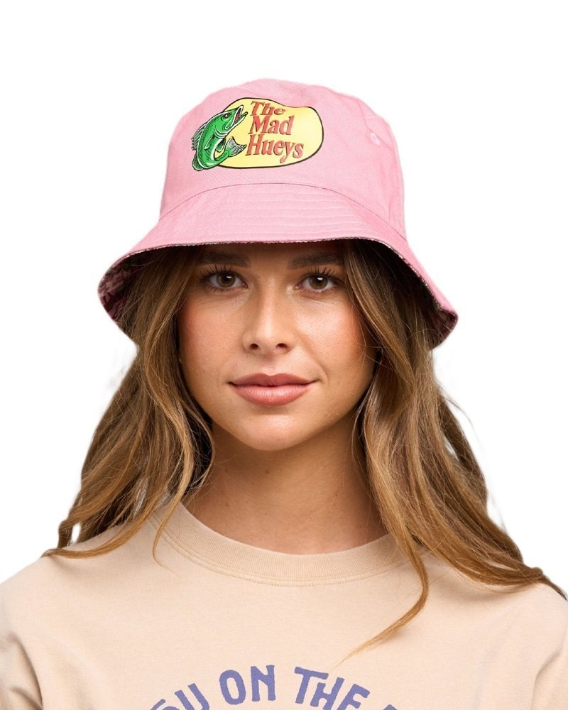 The Mad Hueys Pro Hueys Womens Reversible Bucket Hat Dusty Pink