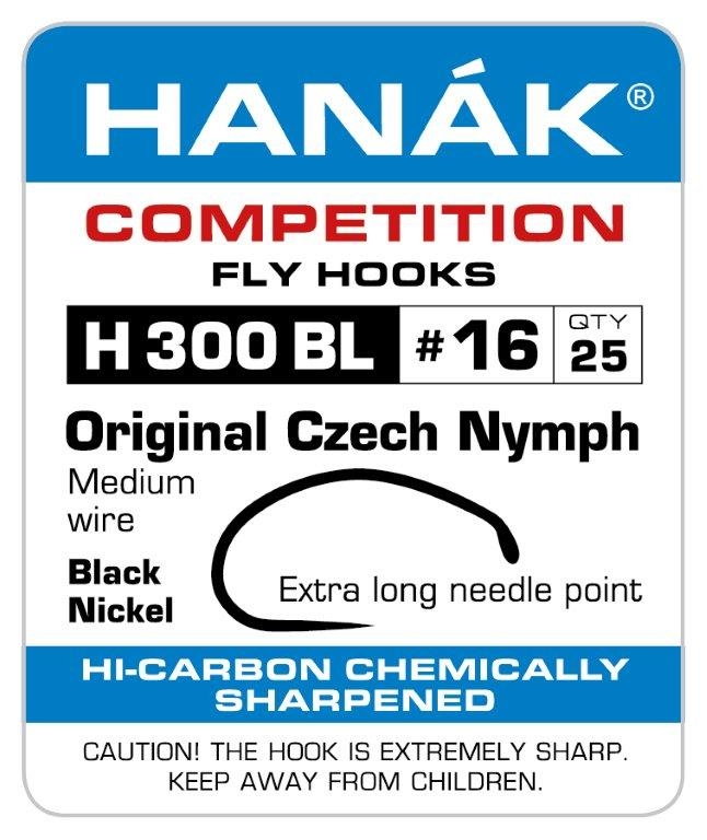 HANAK Competition H300BL Barbless Hooks #16 Qty 25