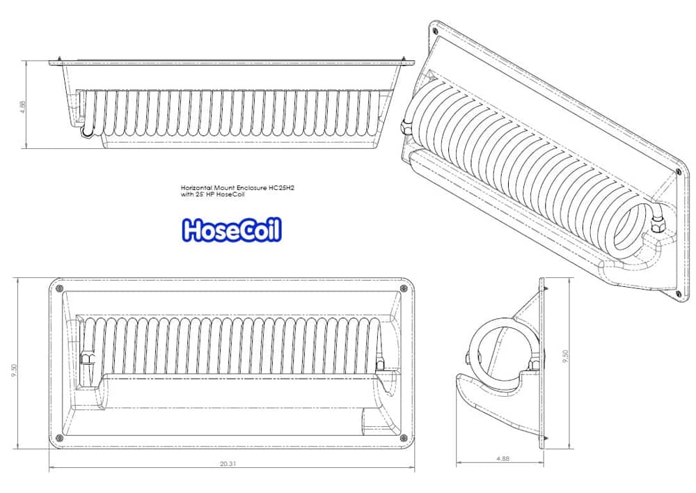 HoseCoil Horizontal Mount Enclosure with 5ft Feeder Hose