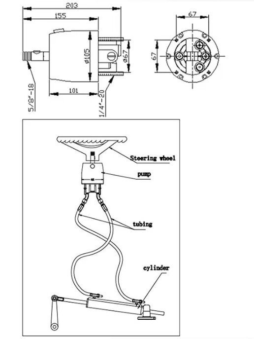 Hydraulic Steering System for Diesel Inboard Engines 150hp Boats Up To 11m 36ft 