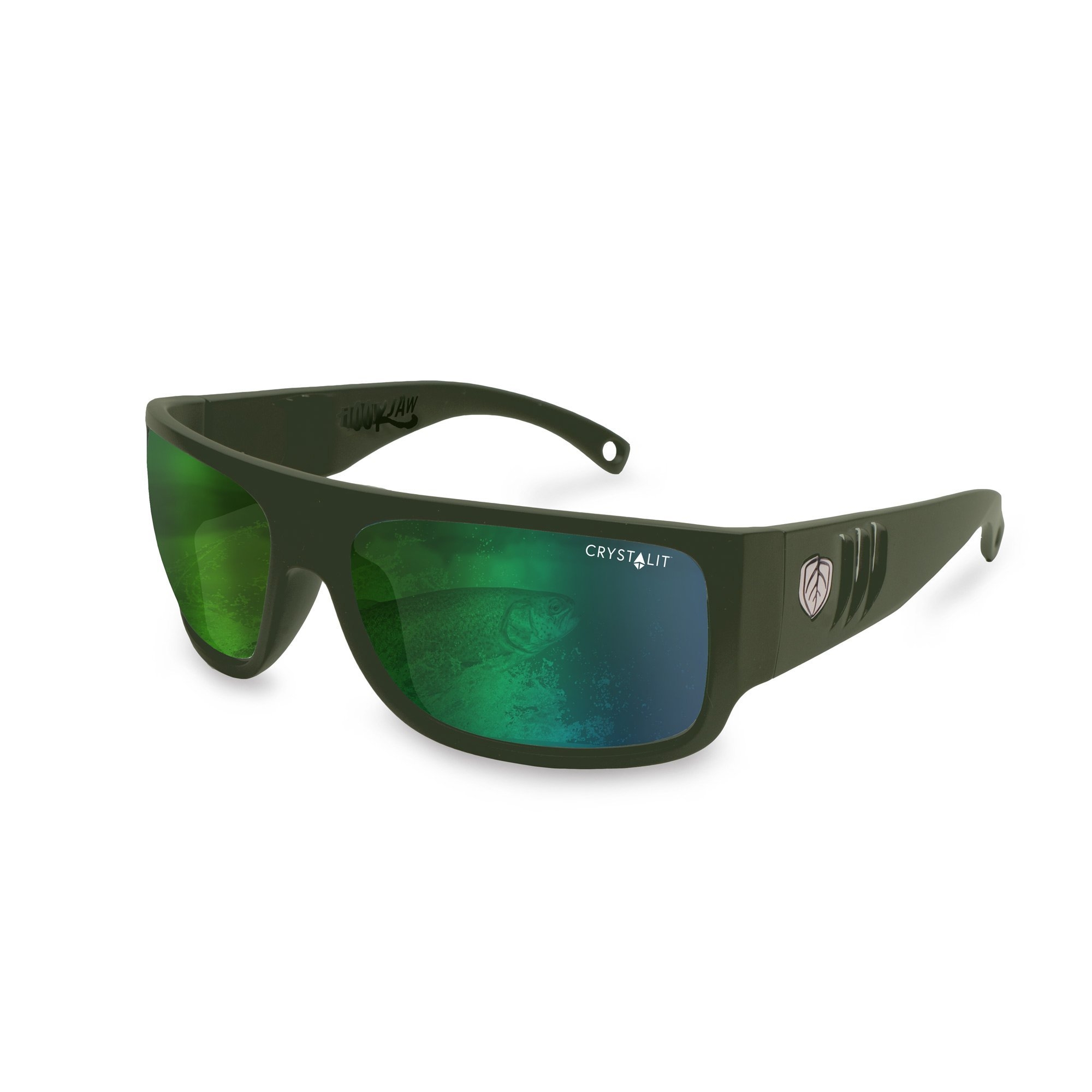 Stoney Creek Hook Jaw Sunglasses Matte Black Frame Green Mirror Lens