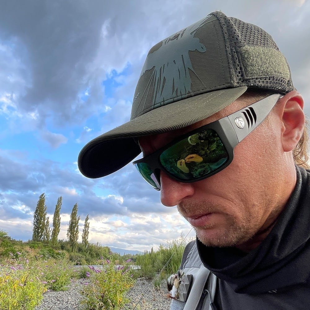 Stoney Creek Hook Jaw Sunglasses Matte Black Frame Green Mirror Lens