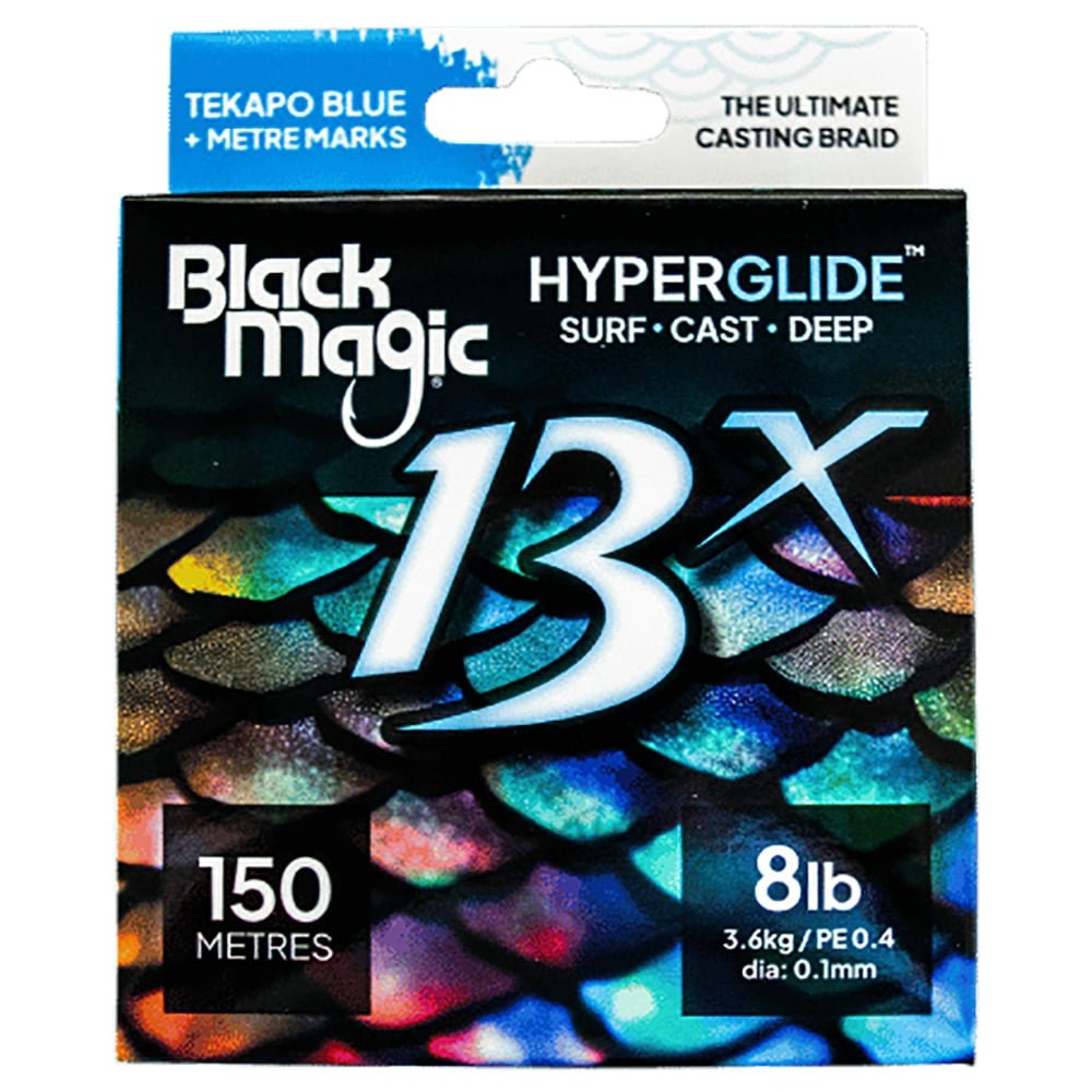 Black Magic Hyperglide 13x Saltwater Braid Tekapo Blue 150m PE0.6 10lb 0.128mm