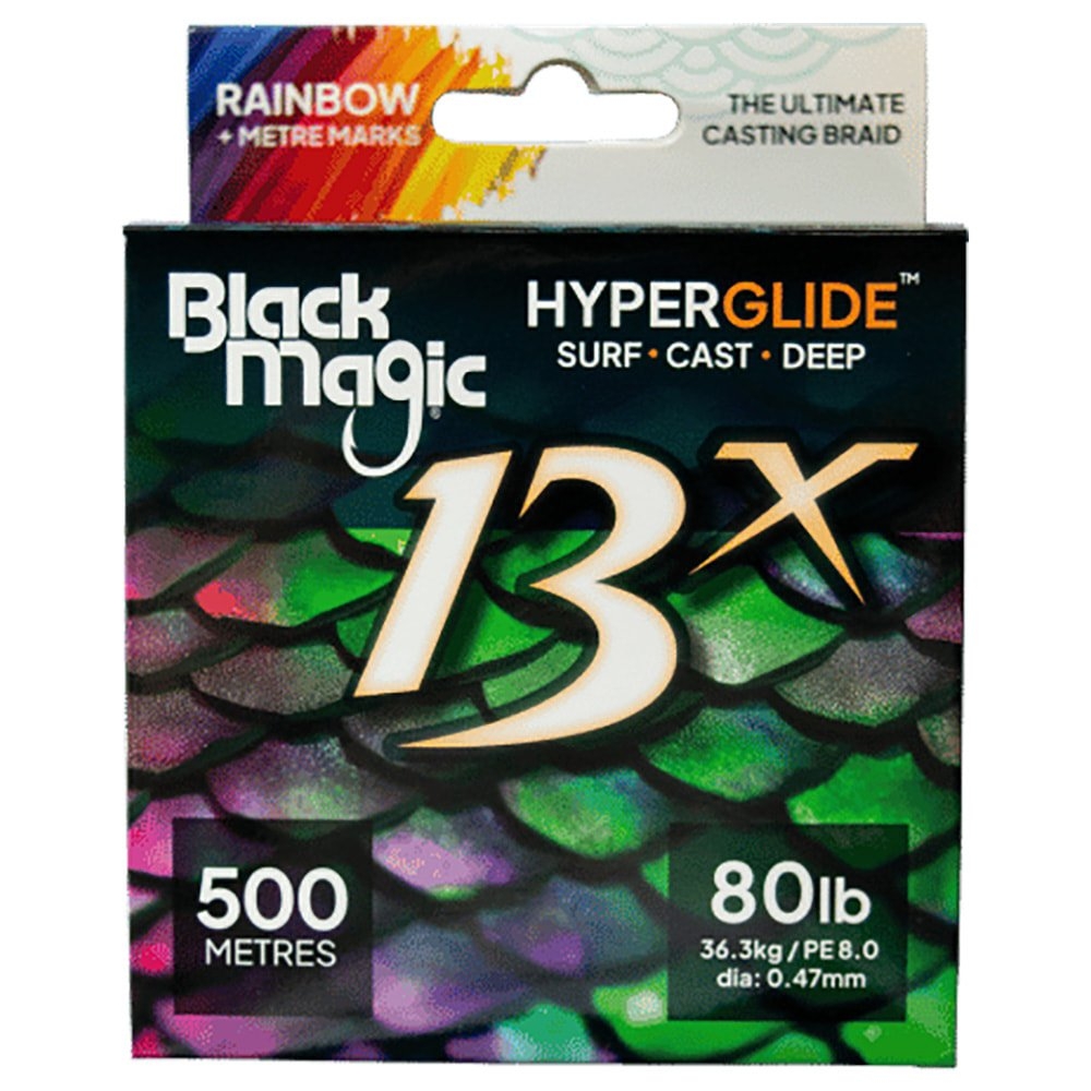 Black Magic Hyperglide 13x Saltwater Braid Rainbow 300m PE3 30lb 0.285mm