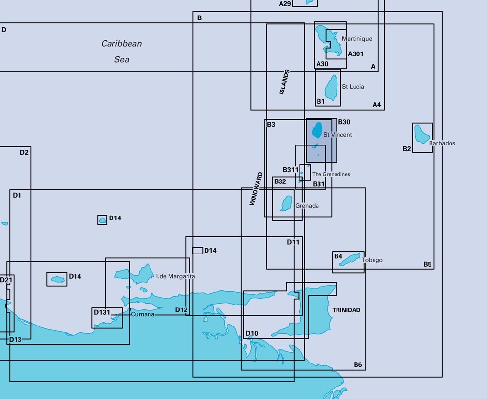 Imray Grenadines St Vincent to Mustique Chart