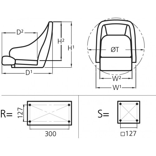 V-Quipment Sailor Helm Seat with Anodised Aluminium Frame White