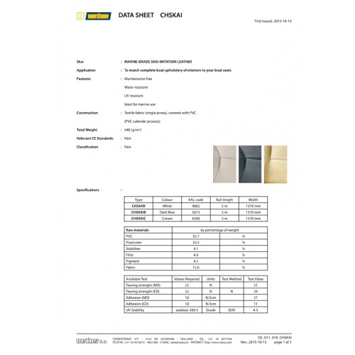 V-Quipment Marine Grade Skai Roll 500x137cm White
