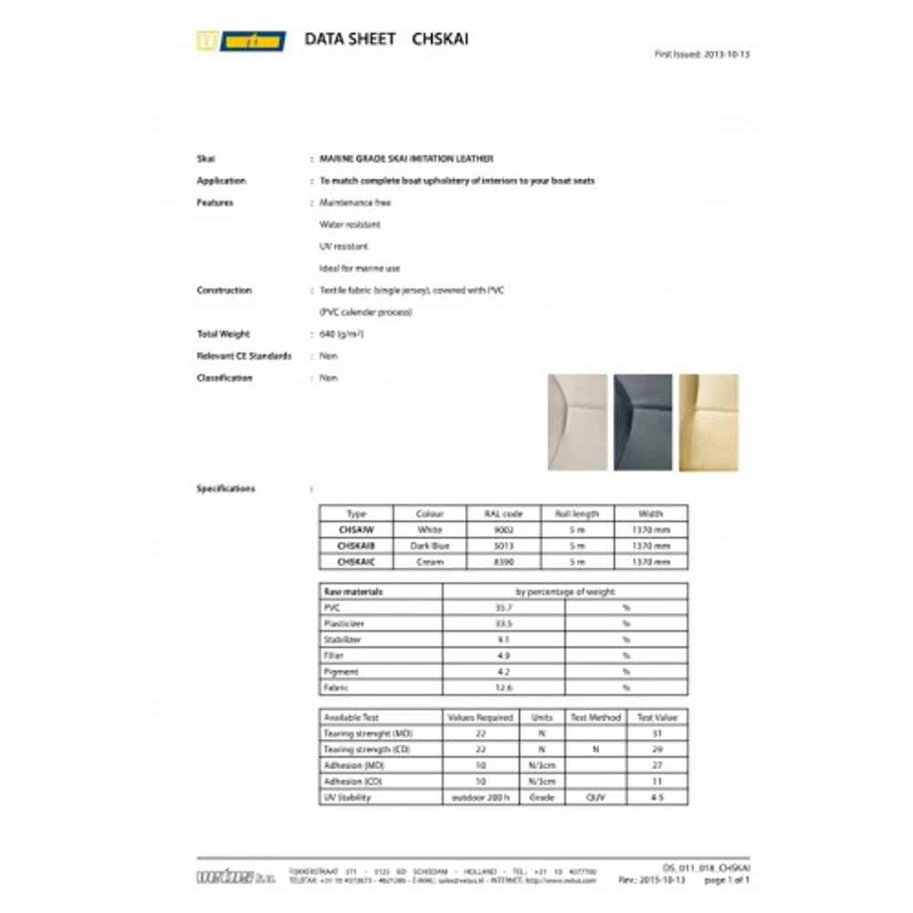 V-Quipment Marine Grade Skai Roll 500x137cm White V-Quipment Marine Grade Skai Roll 500x137cm White