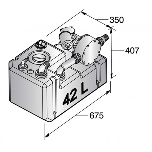 VETUS Waste Water Tank System 42L with 12V Pump and Sensor