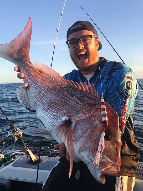 Ocean Angler Jitterbug Inchiku Lure Red Flash Glow 60g