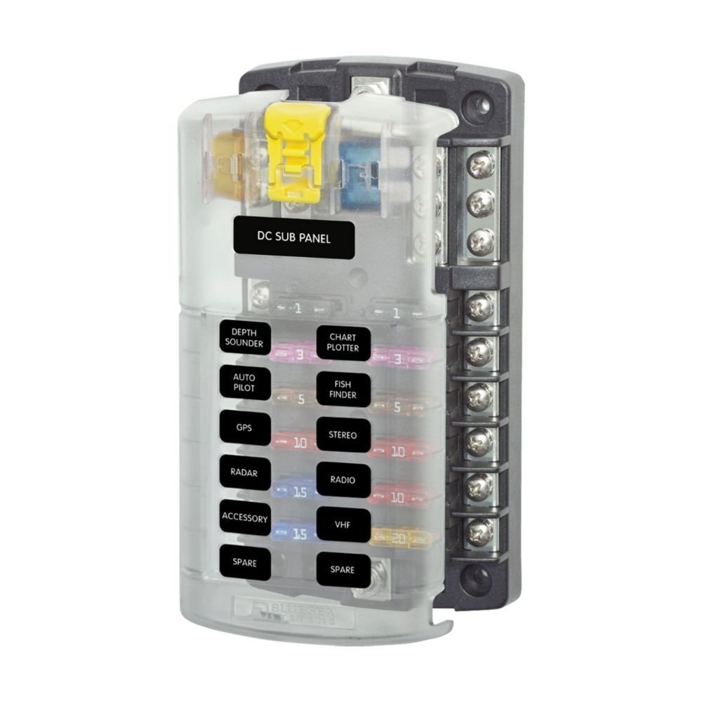 Blue Sea ST-Blade Fuse Block 12 Circuits with Negative Bus and Cover (No Retail Packaging)