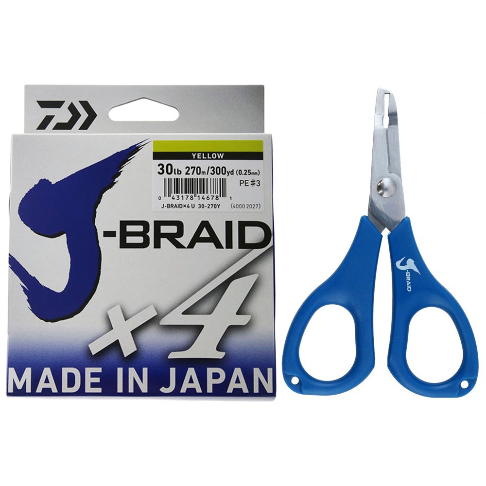 Daiwa X4 J-Braid with Scissors Yellow 270m 15lb