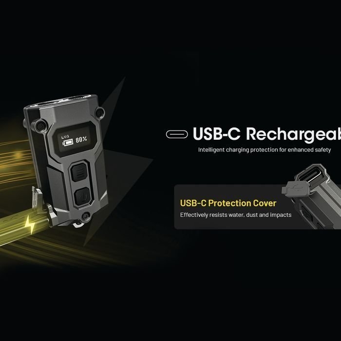 NITECORE USB-C Rechargeable Keychain Flashlight 600 Lumen