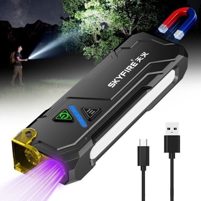 SKYFIRE 2191 Flashlight Torch IP54 942 Lumens with UV / RGB